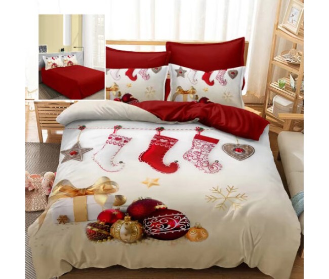 Lenjerie pat finet 3d 6 piese craciun f-xmas87 Lenjerie pat finet 3d 6 piese craciun f-xmas87